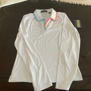 G/Fore CONTRAST JOHNNY COLLAR TECH NYLON RIB LONG SLEEVE POLO